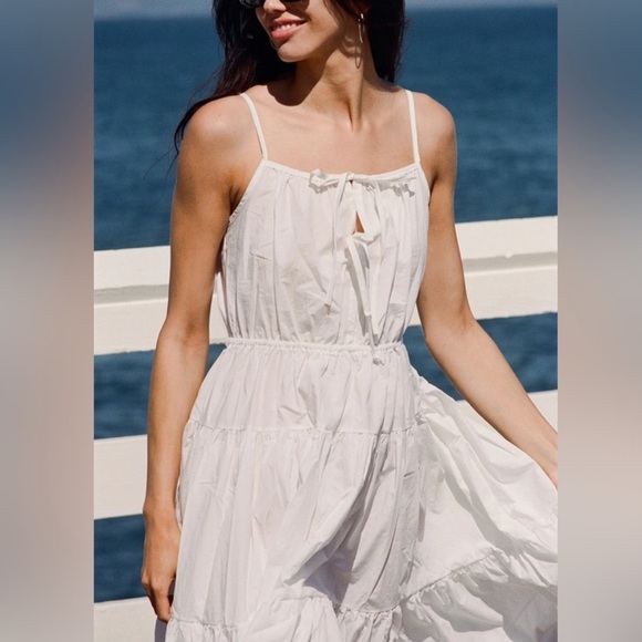 $385 Ciao Lucia Women's White Brigida Spaghetti Strap Dress Size L Gabriella - Picture 1 of 6
